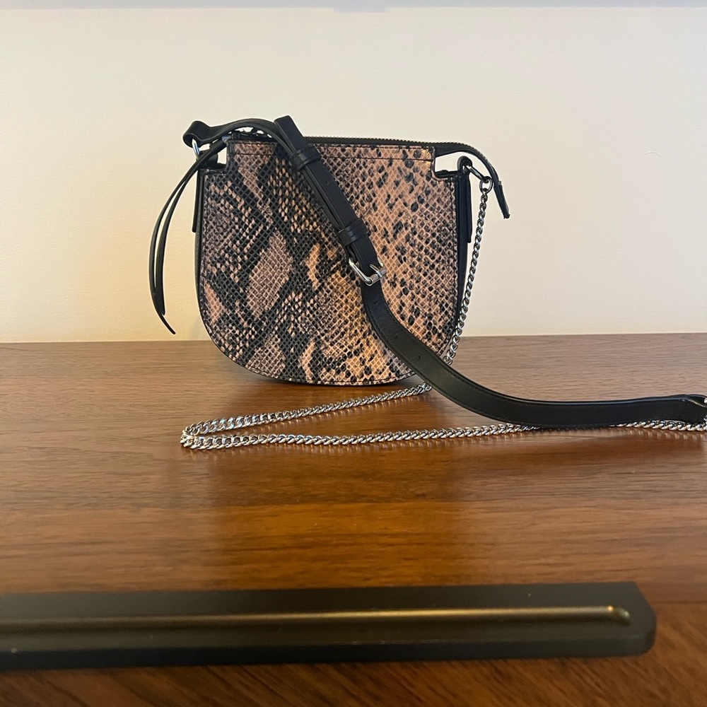 All Saints  Snake Print Leather Crossbody Bag